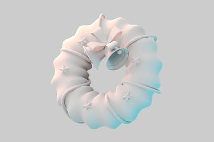 Preview: White christmas wreath with bells