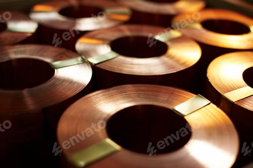 Preview: Many rolls of copper, warehouse copper plates.