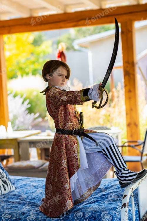 Preview: Young boy dressed as a pirate.