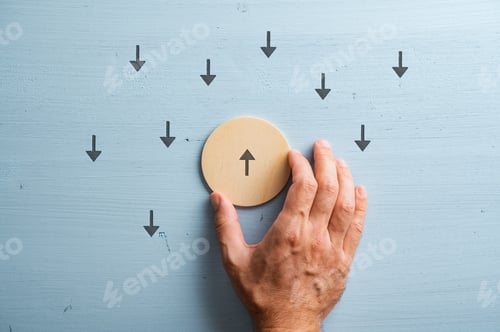 Preview: Upward pointing arrow in the middle of a group of downwards pointing arrows