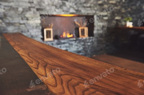 Preview: Modern and simple cafe interior with wooden classical furniture