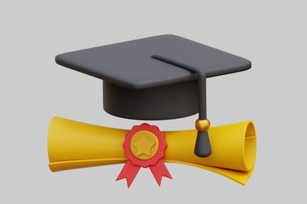 Предпросмотр: Выпускная кепка и диплом, символизирующие академическую успеваемость