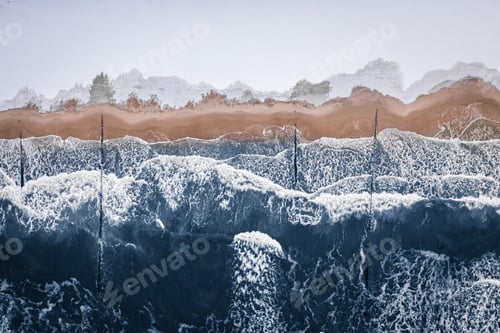 Preview: Top down view of winter Baltic sea and snowy beach.