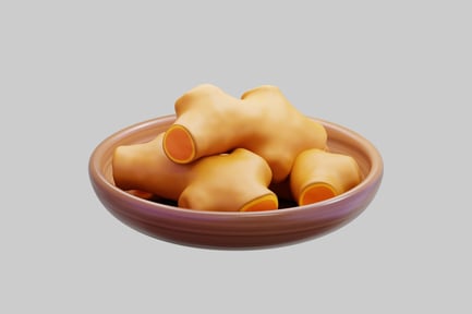 Preview: Stylized Turmeric Roots In Bowl