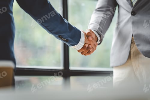 Preview: business partner handshake concept Colleagues shaking hands Successful deal after a great meeting. B