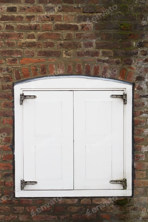 Preview: closed window with wooden blinds