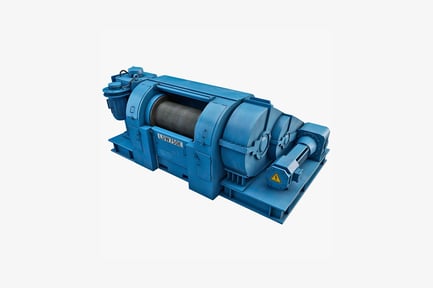 Preview: Cylindrical industrial winch with dual motors and control panel