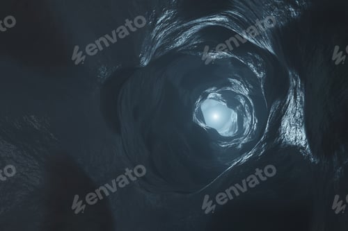Preview: Sci-fi Dark Caves Underground tunnel atmosphere and dust Scary animation 3d rendering
