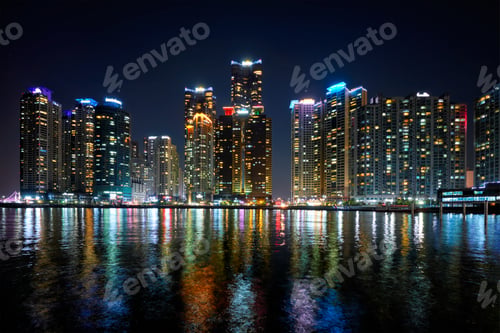 Preview: Busan Marina city skyscrapers illluminated in night