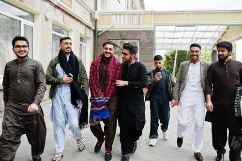Preview: Group of pakistani man wearing traditional clothes salwar kameez or kurta.