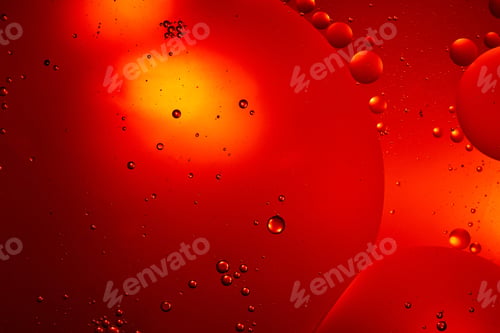 Preview: Beautiful red color abstract background from mixed water and oil bubbles