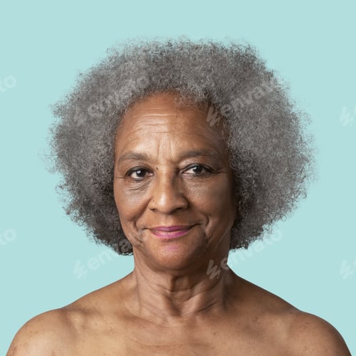 Preview: Portrait of a semi-nude senior African American woman mockup
