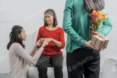Preview: Mother's day, Senior elderly mature asian grandmother with female daughter only women three people.