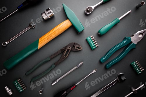 Preview: Set of tools over black