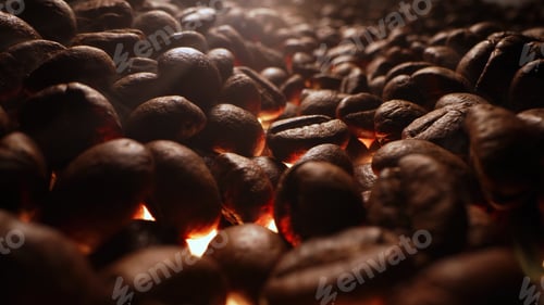 Preview: Aromatic Rich Coffee Beans Roasting. Caffeine Energy. Brazilian Arabica Harvest