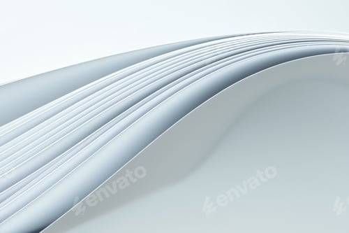 Preview: Several curved sheets of paper on a white background