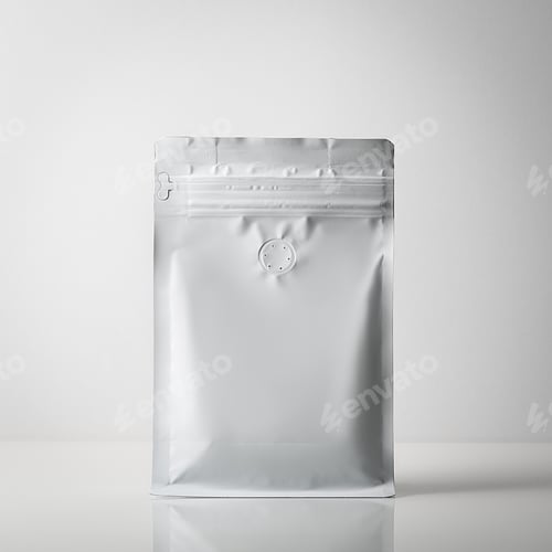 Preview: Mockup of a coffee bag on a gray background. Coffee gray package with zipper.