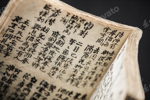 Preview: Closeup of a Old Calligraphy Book