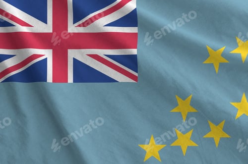 Preview: Tuvalu flag depicted on folded wavy fabric of old cloth