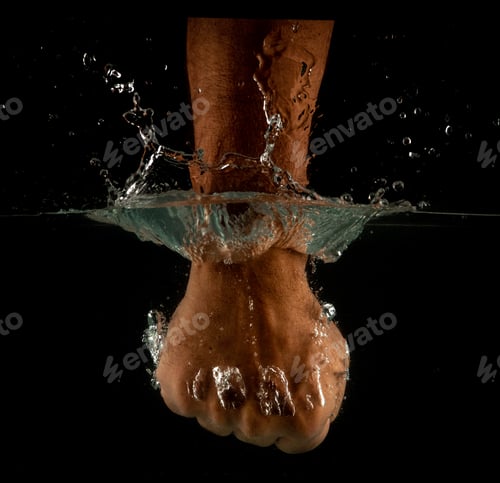 Preview: Angry mans fist punching water. Human power energy in water