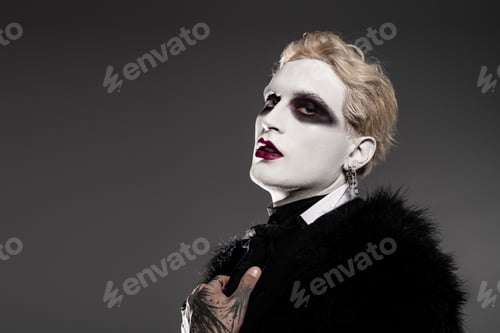 Preview: Epic Halloween transformation of a young man in a striking costume with dramatic makeup