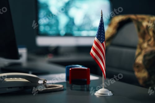 Preview: Close-Up Showing American Flag on Office Desk