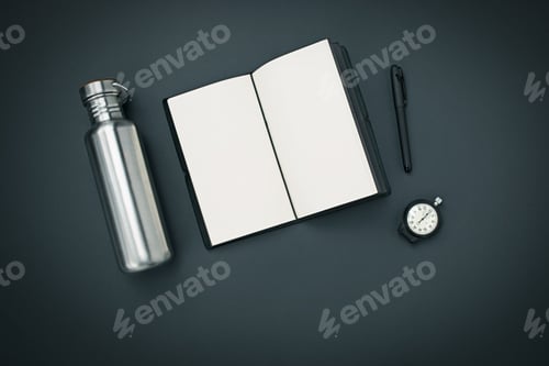 Preview: Still life of casual man. Modern male accessories on black