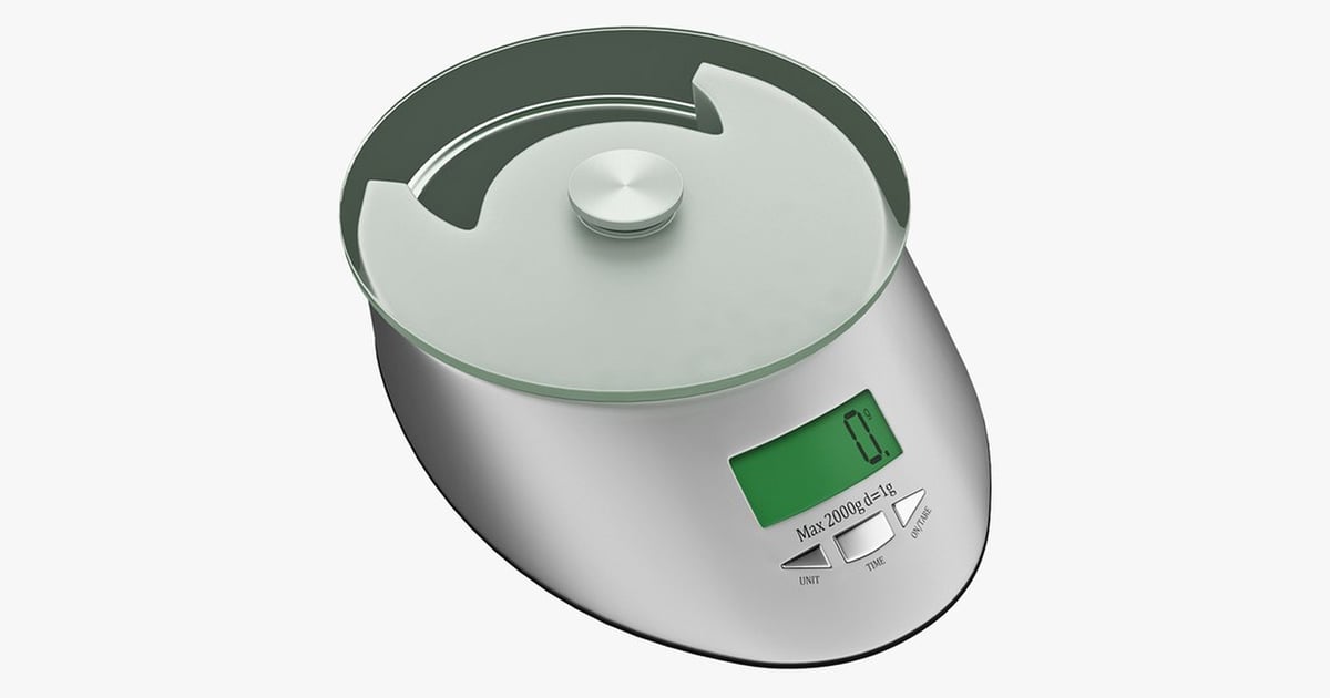 Circular weighing scale with lid and digital display 3D, Incl. buttons ...