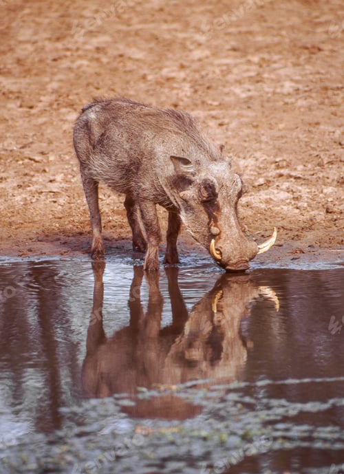 Preview: A Warthog Drinking in uMkhuze Game Reserve