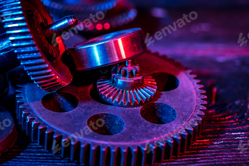 Preview: Gears. Machine part. Neon color.