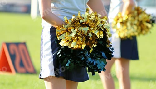 Preview: Minimalist of cheerleading squad on football field.