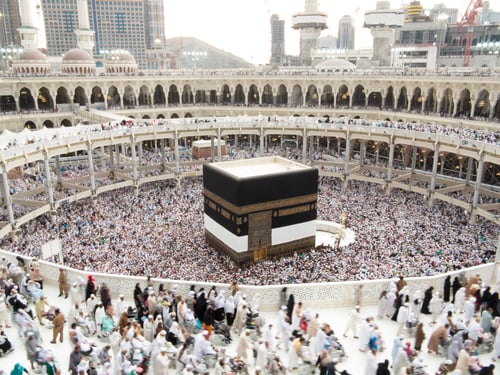 Preview: Kaaba The Holy Mosque In Mecca With Muslim People Pilgrims Of Hajj Praying In Crowd (Newest And