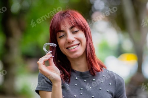 Preview: Beautiful Smiling Turkish Woman with invisible teeth bracket aligner