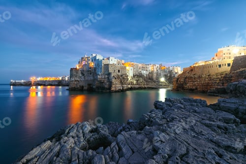 Preview: Night scene at Cala Paura gulf in Polignano a Mare