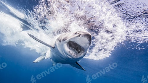 Preview: Majestic shark swims powerfully through crystal clear waters