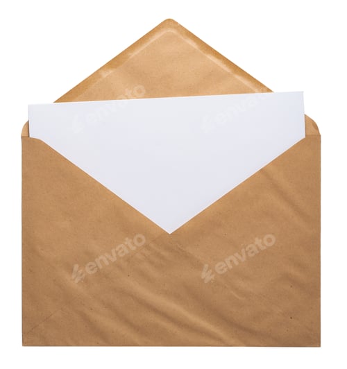 Preview: Recycled craft paper envelope isolated white background
