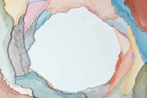 Preview: Abstract texture background. Layers of watercolor painted paper. Torn edges.