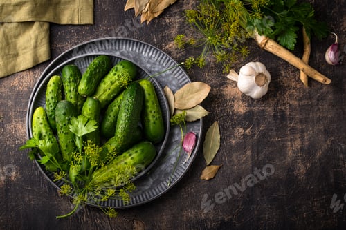 Preview: Ingredients for pickled or marinated cucumber