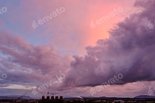 Preview: Cloudscape dramatic background, sunset light