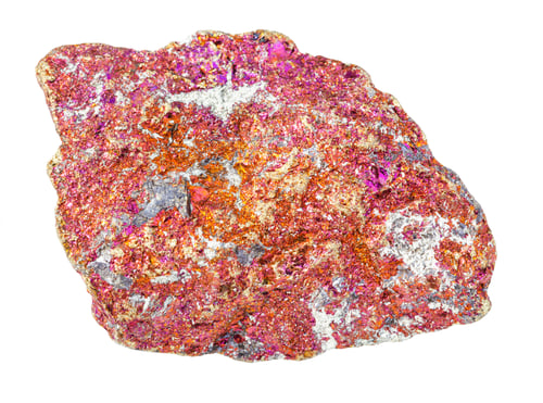 Preview: unpolished red Chalcopyrite rock isolated on white