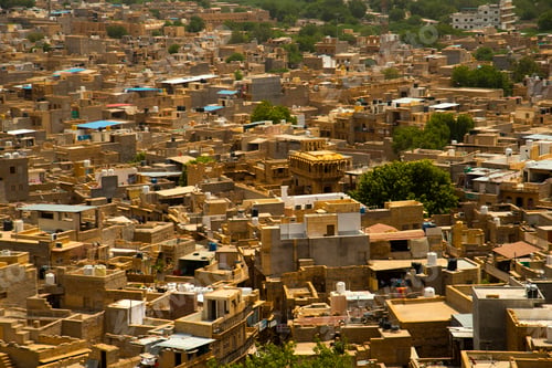 Preview: View of golden city from Jaisalmer fort, Jaisalmer, Rajasthan, India