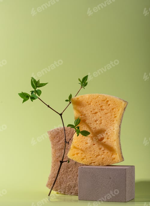 Visualização: Limpeza ecológica com esponjas, conceito sustentável