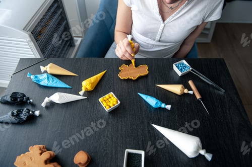 Preview: Gingerbread in the shape of Ukraine, handmade patriotic cookies.