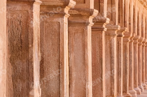 Preview: Antique columns in Villanueva de los Infantes main square. Quixote