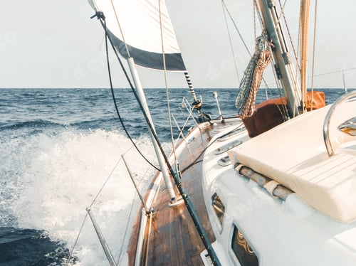 Preview: Motorboat steering on the sea at daytime