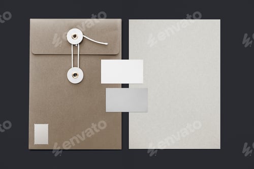 Preview: Stationery set with string envelope folders, business cards, and pencils