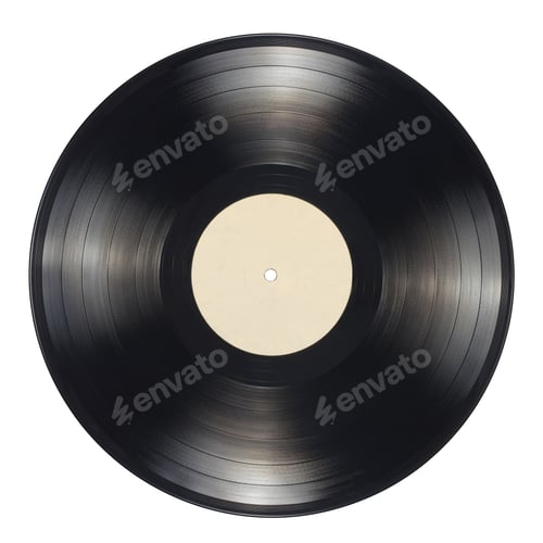 Preview: 12-inch vinyl record with blank label isolated.