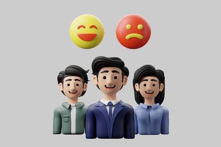Preview: Three figures with emoticons.