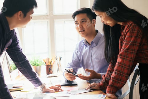 Preview: Young startup business teamwork. Developers and graphic designer meeting team.