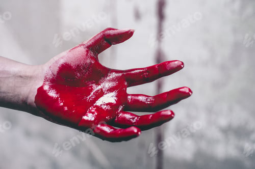 Preview: Horror Scene of a Woman with Bloody Hands .
